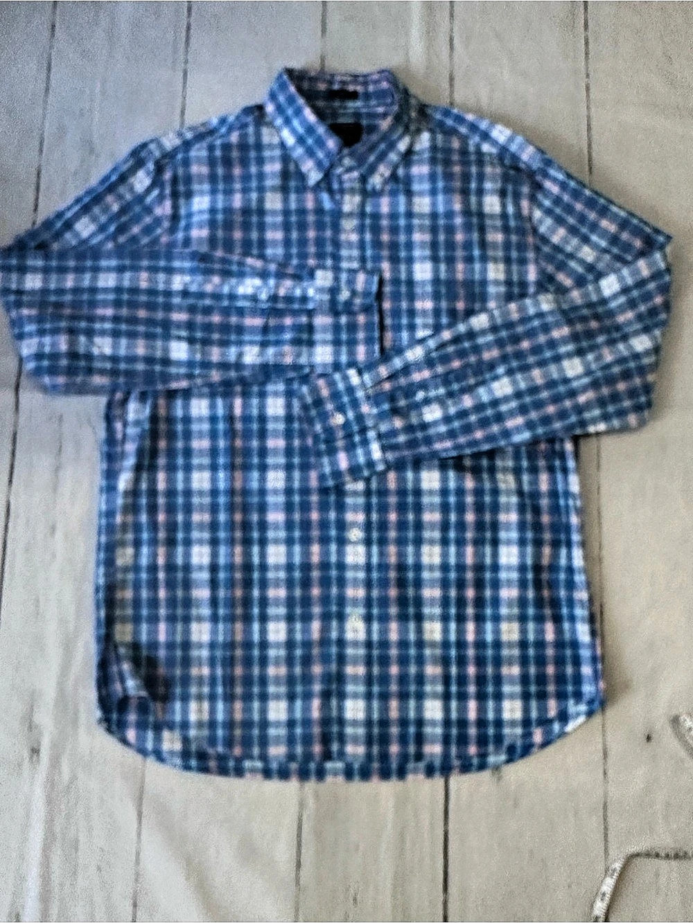 J.Crew Flex Washed Plaid Cotton Button Down in Blue & Pink Size Large NWT